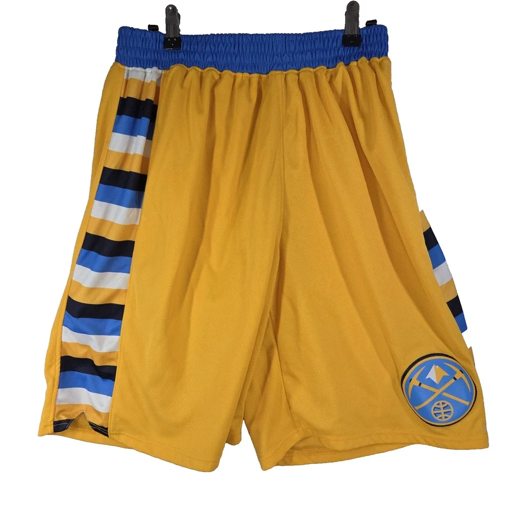 Denver Nuggets NBA Basketball Shorts Adult XL Sports Blue Yellow Mens Colorado